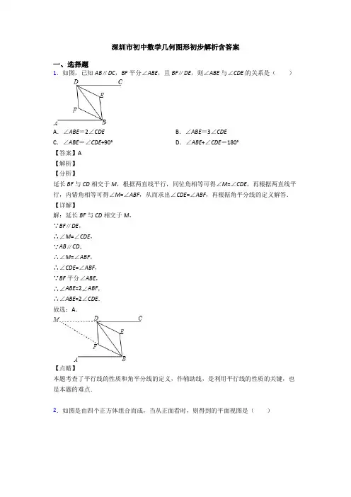 深圳市初中数学几何图形初步解析含答案