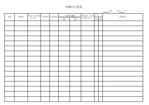 车辆日程行程表