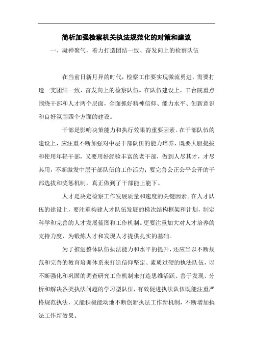 简析加强检察机关执法规范化的对策和建议