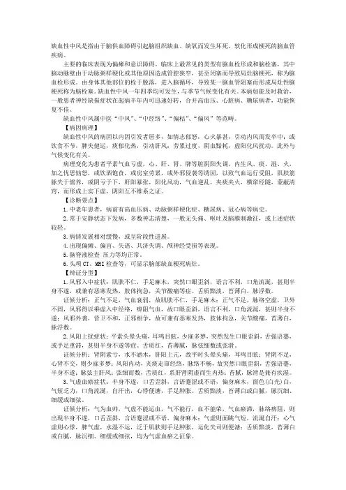 中医内科指导：缺血性中风