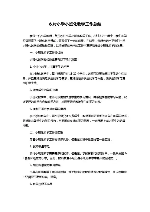 农村小学小班化教学工作总结