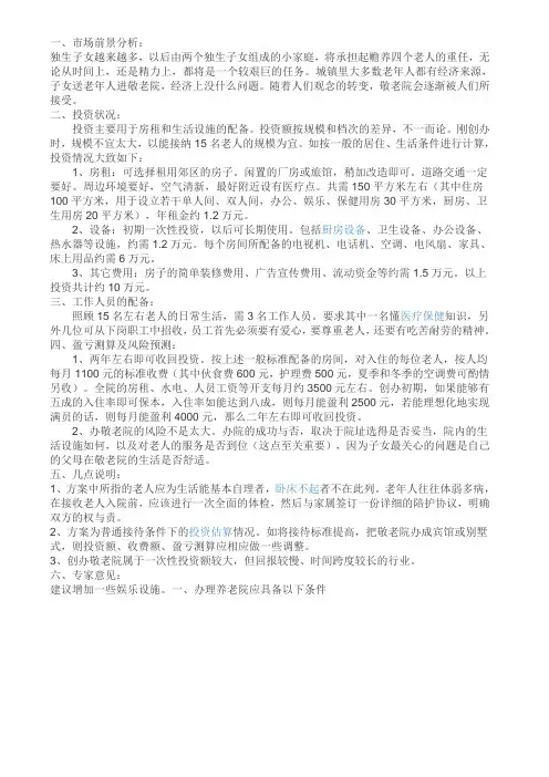 养老院可行性报告