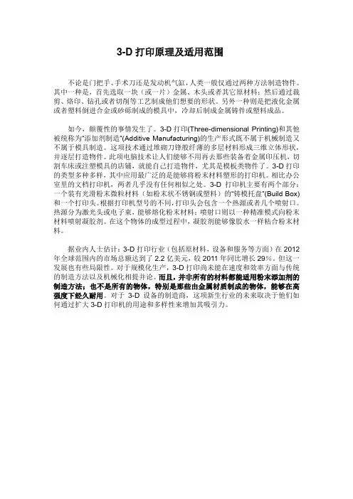 3D打印原理及适用范围