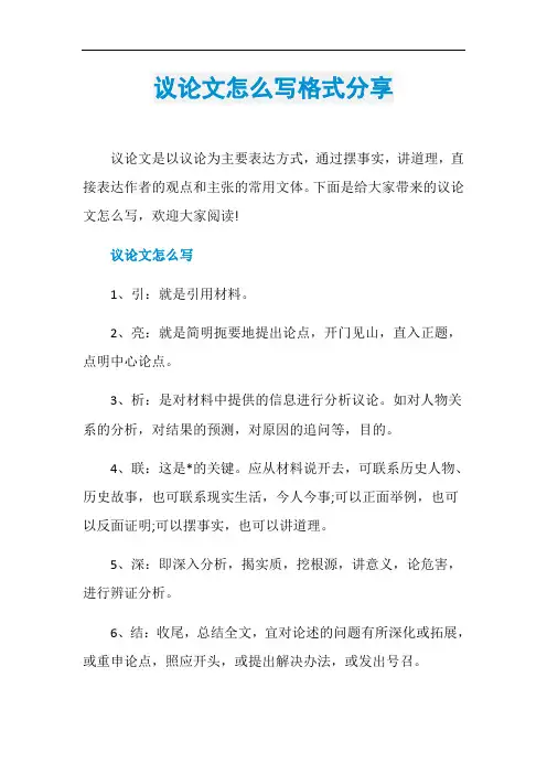 议论文怎么写格式分享