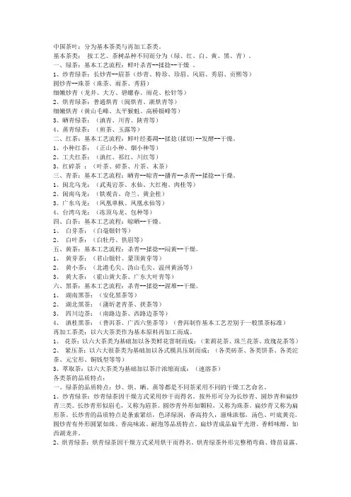 中国茶叶基本知识