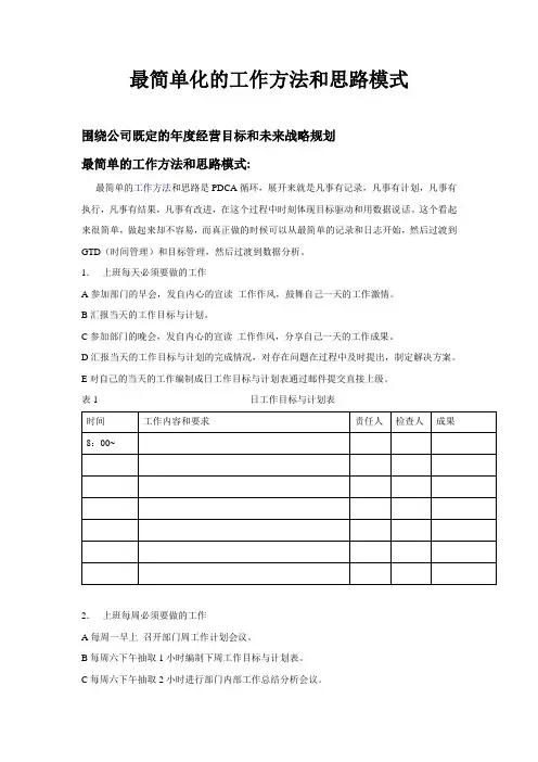 最简单化的工作方法和思路模式