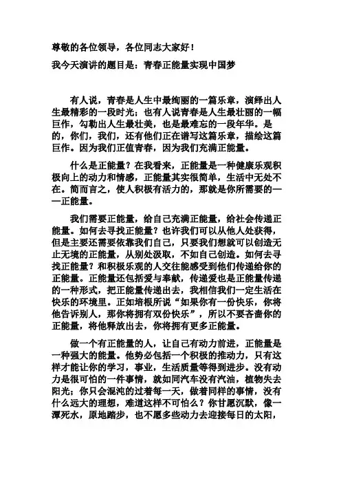 青春正能量实现中国梦
