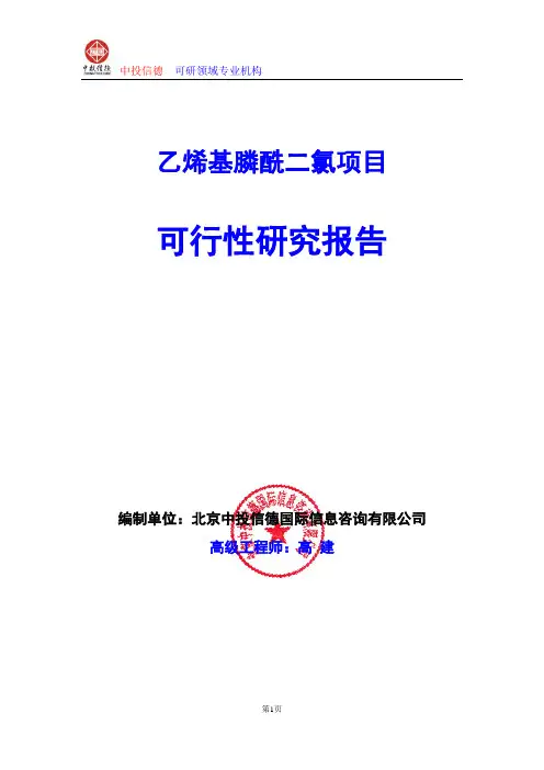 乙烯基膦酰二氯项目可行性研究报告编制格式说明(模板型word)
