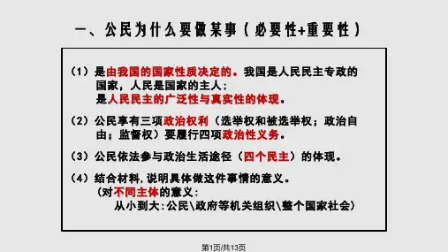 政治生活答题模板PPT课件