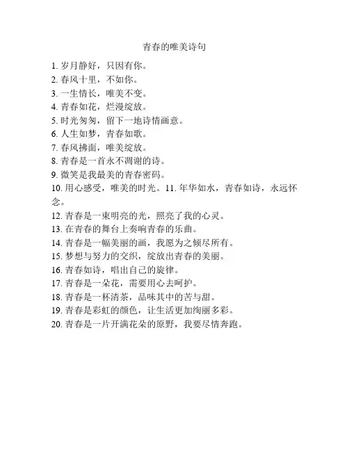 青春的唯美诗句