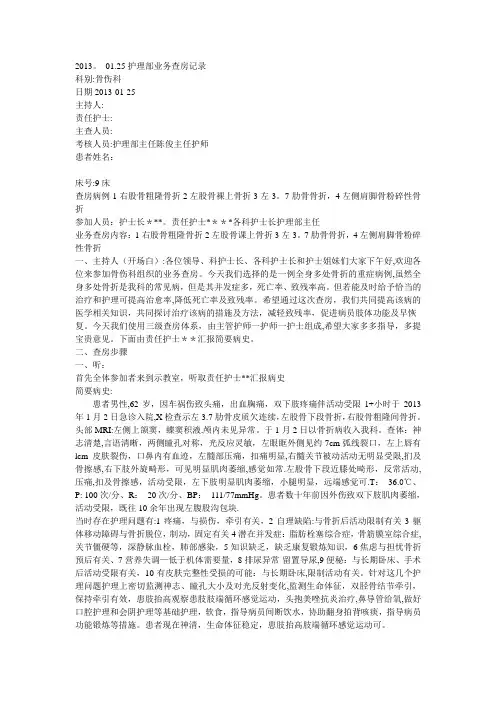护理部业务查房记录【范本模板】