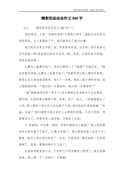 精彩的运动会作文500字