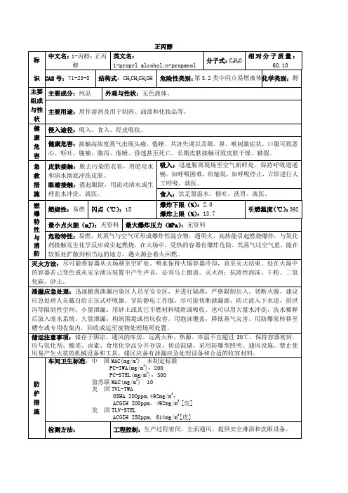 正丙醇安全技术说明书(MSDS)