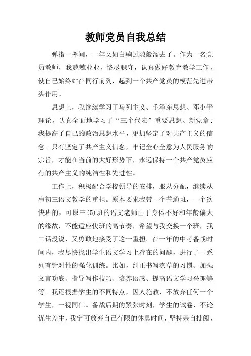 教师党员自我总结
