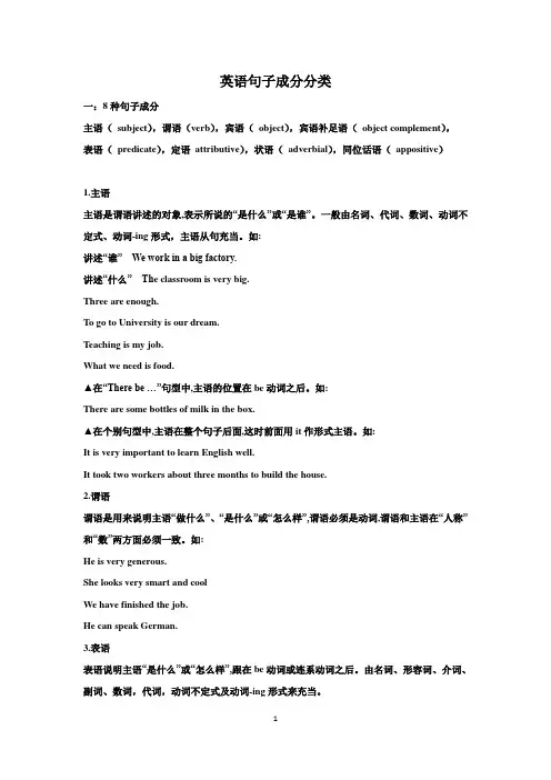 英语句子成分分类