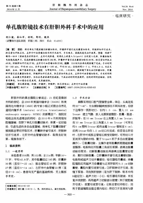 单孔腹腔镜技术在肝胆外科手术中的应用