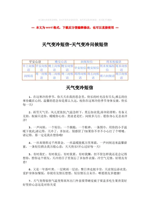 【优质】天气变冷短信-天气变冷问候短信-范文模板 (5页)
