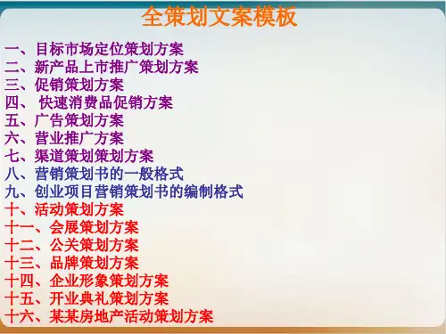 全策划文案模板经典课件(PPT37页)