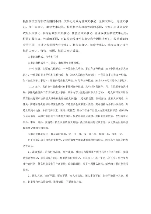 大事记书写格式