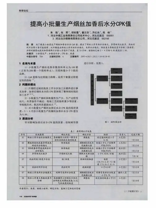 提高小批量生产烟丝加香后水分CPK值