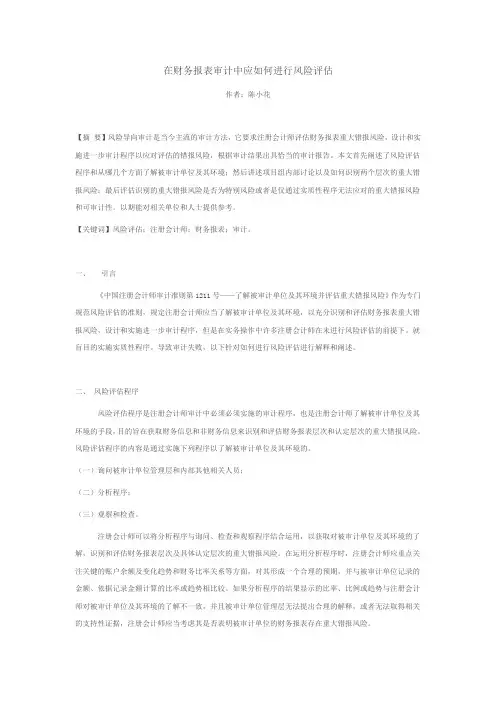 在财务报表审计中应如何进行风险评估