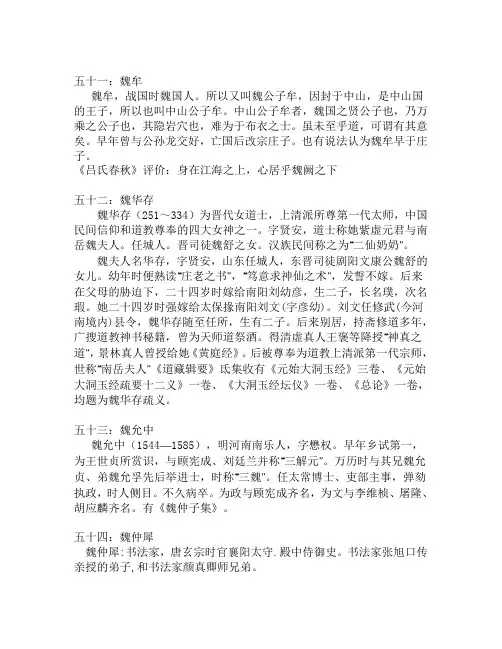 中国魏氏历史文化—名人先贤集锦3