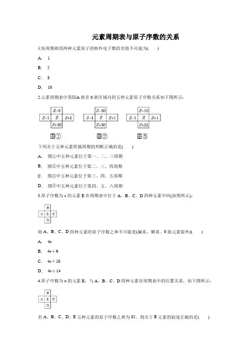 元素周期表-元素周期表与原子序数的关系-鲁科版高中数学必修2课时作业