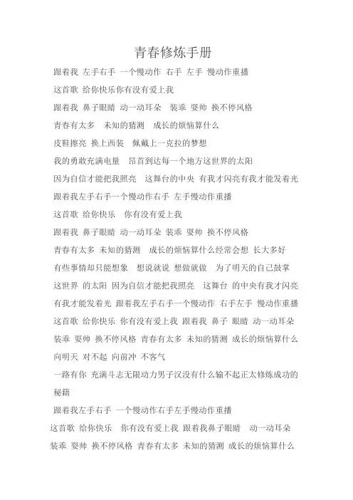 青春修炼手册歌词