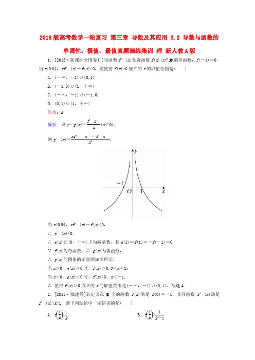 2018版高考数学一轮复习 第三章 导数及其应用 3.2 导数与函数的单调性、极值、最值真题演练集训 理 新人教A