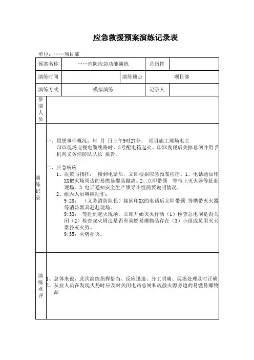 消防演练记录表