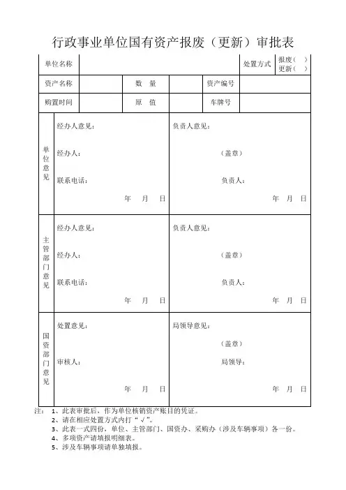 国有资产报废审批表
