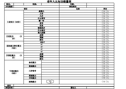 老年人认知功能量表