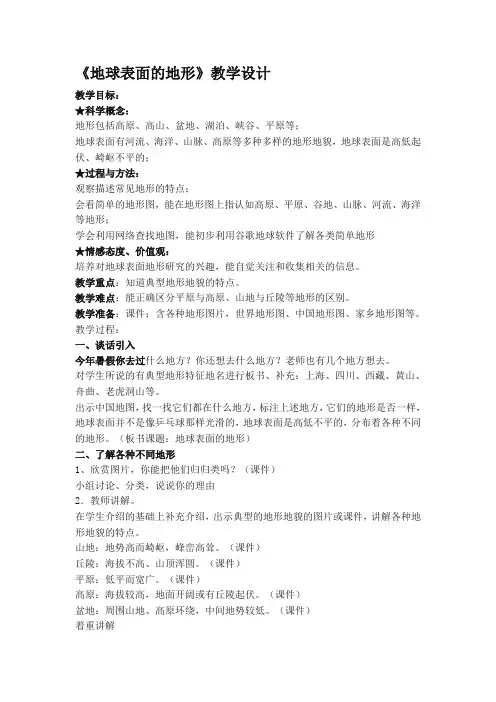 地球表面的地形