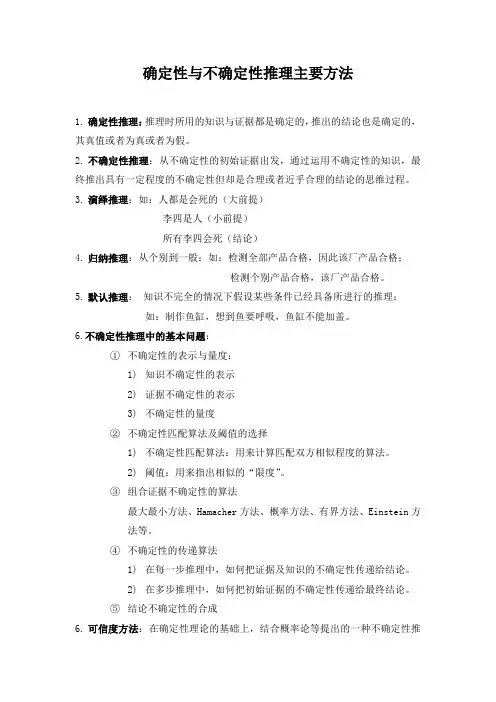 确定性与不确定性推理主要方法-人工智能导论