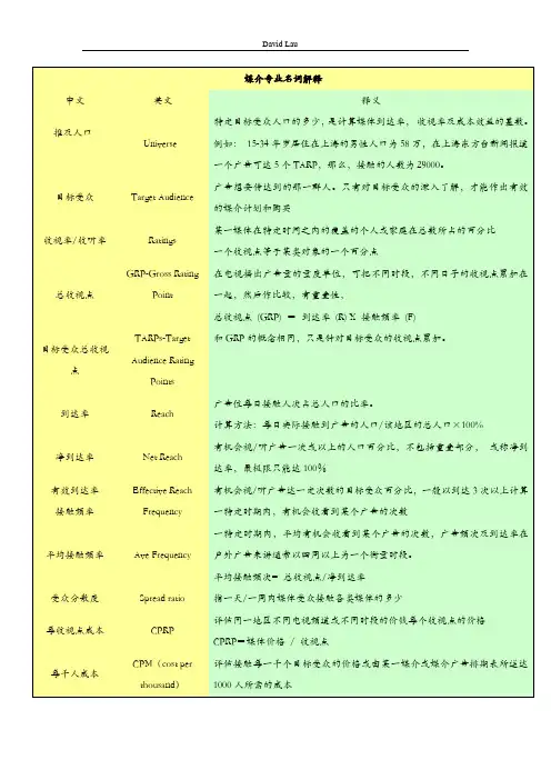 媒介专业名词解释(DOC)