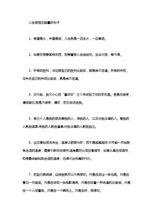 人生感悟正能量的句子