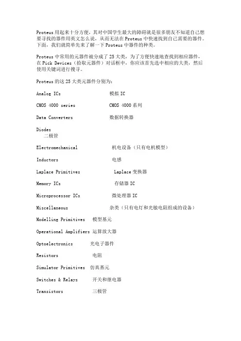 Proteus仿真常用元件名称