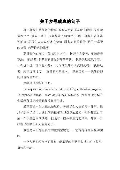 关于梦想成真的句子_1