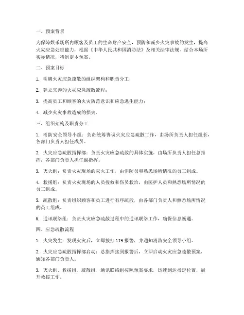 娱乐场所消防应急疏散预案模板