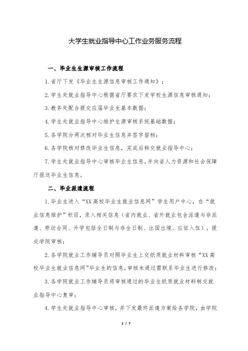 大学生就业指导中心工作业务服务流程