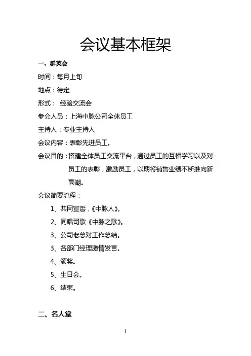 会议基本框架