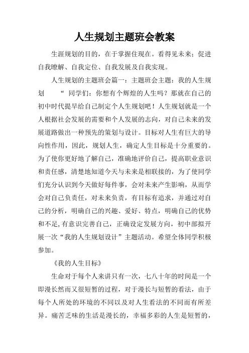 人生规划主题班会教案