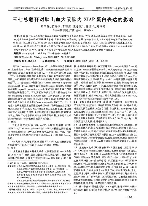 三七总皂苷对脑出血大鼠脑内XIAP蛋白表达的影响