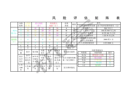 安全风险评估矩阵表