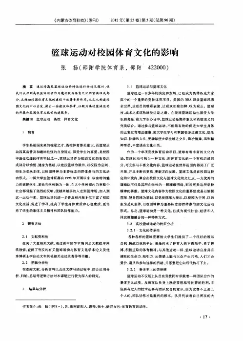 篮球运动对校园体育文化的影响
