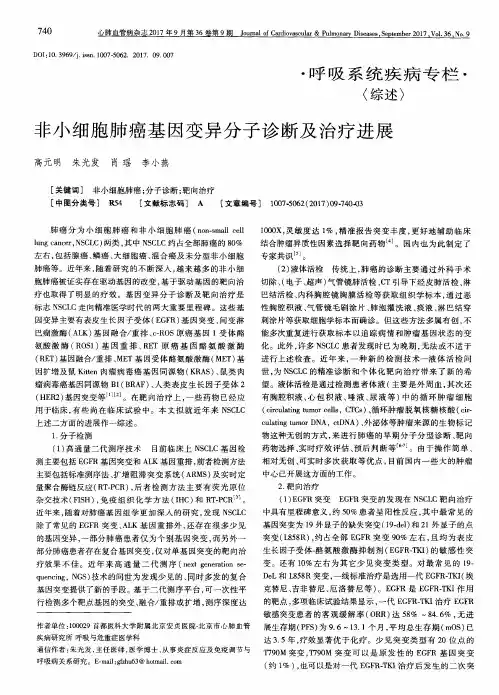 非小细胞肺癌基因变异分子诊断及治疗进展