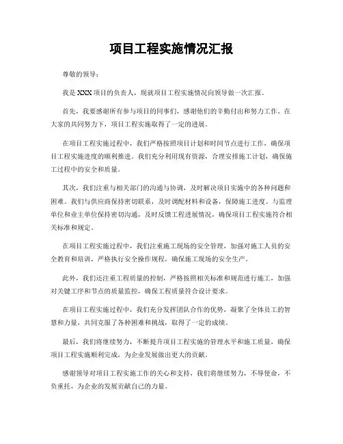 项目工程实施情况汇报