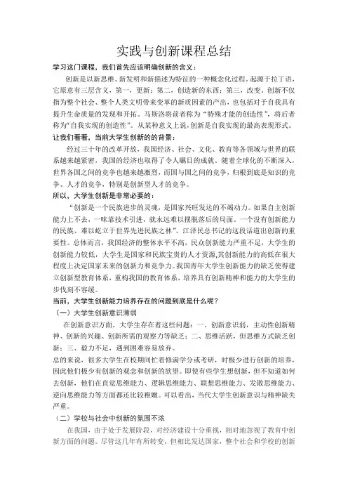 实践与创新课程总结