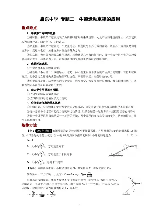 牛顿运动定律的应用