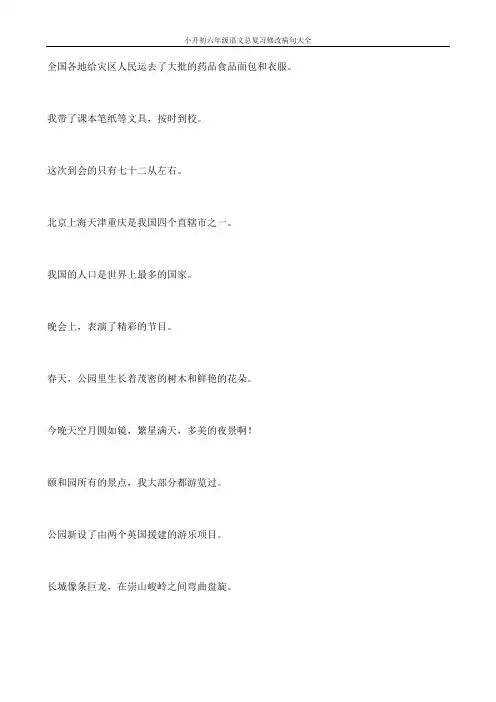 小升初六年级语文总复习修改病句大全144